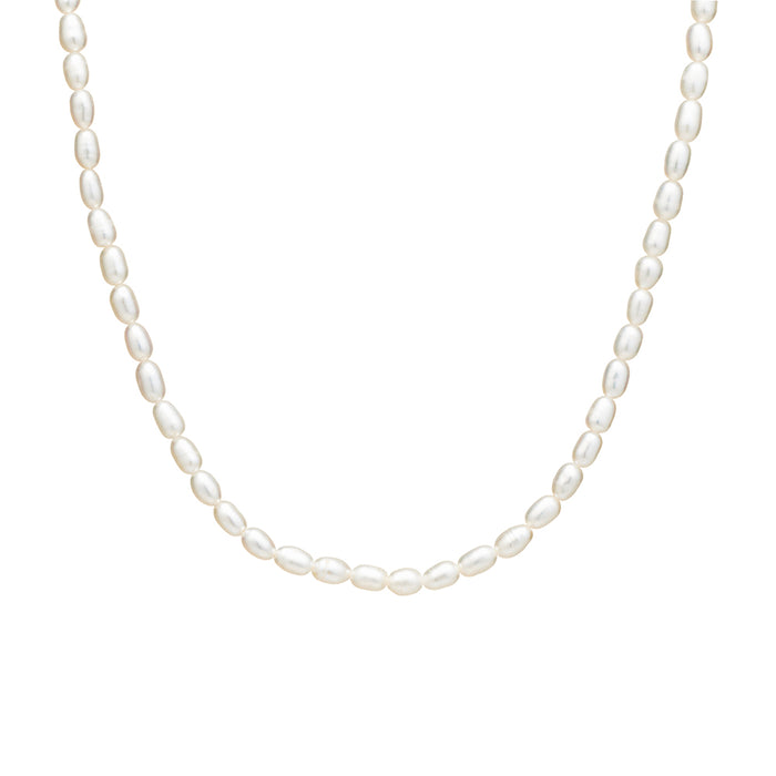 DPI Freshwater Rice Pearl Short Necklace With Sterling Silver Clasp And Extension