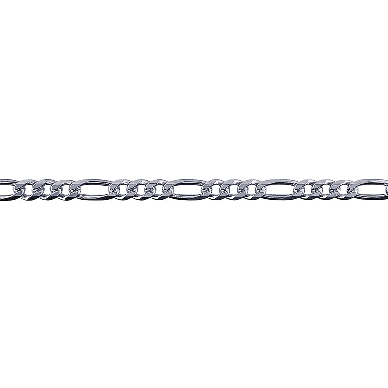 SS BEVELLED DIAM CUT FIGARO CHAIN