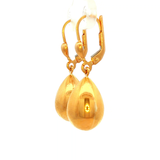 Teardrop Shaped Drop Earrings in Yellow Gold