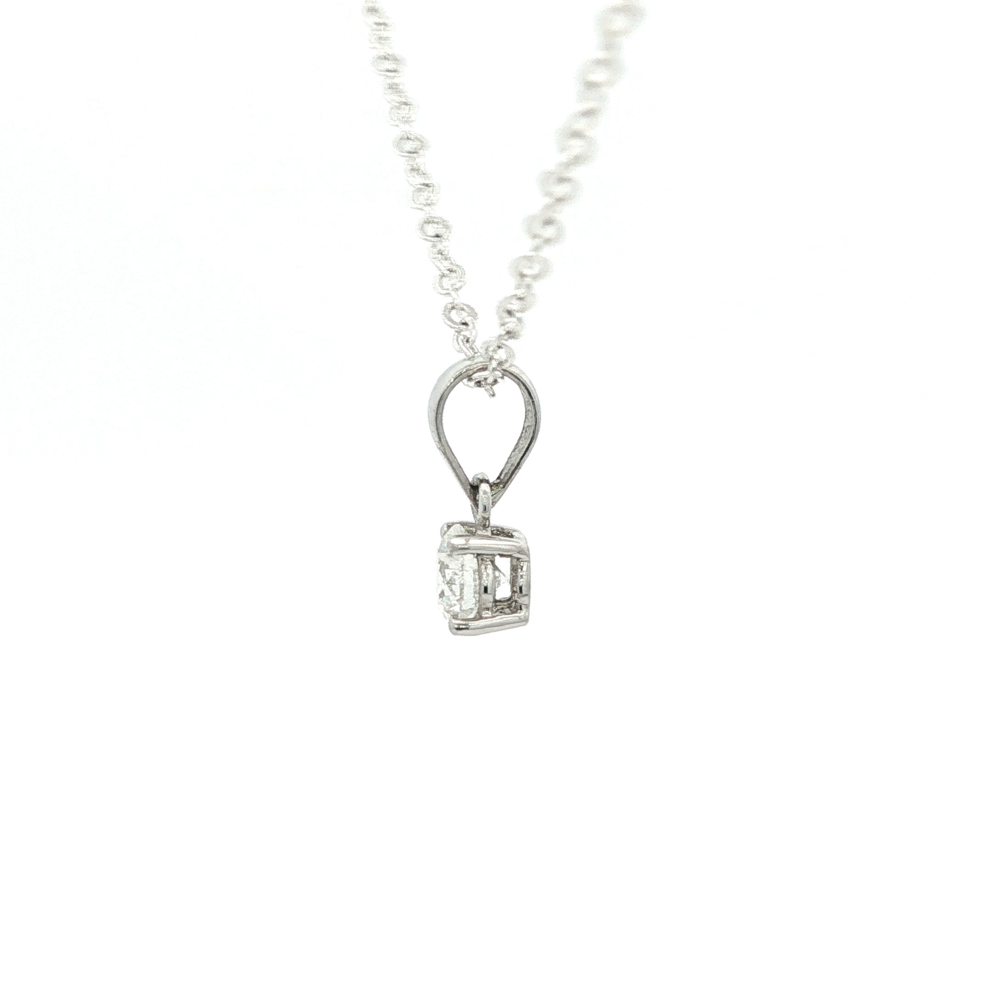 Classic White Gold Round Brilliant Diamond Pendant Necklace