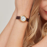 Sekonda Womens Gold Watch Brown Leather Strap White Dial