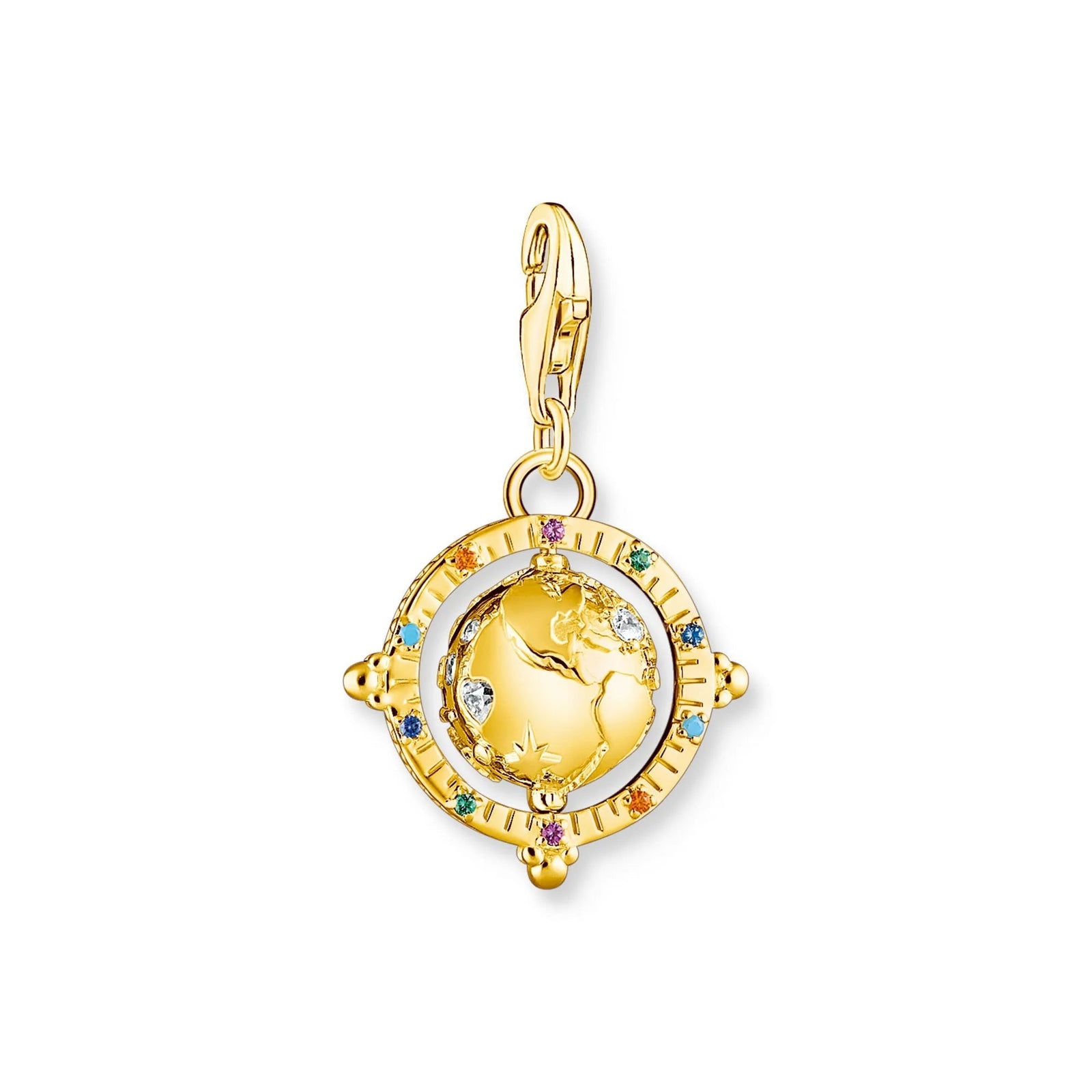 THOMAS SABO Charm Pendant Vintage Globe Gold Multi Stone