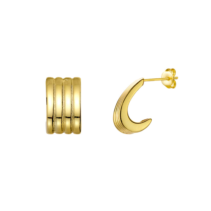 Sterling Silver Ribbed Faux-Hoop Stud Earrings