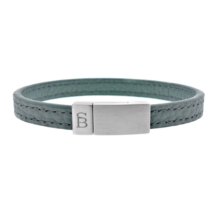 Grady - Iron -Elegant Pebble Finish Leather Strap Bracelet
