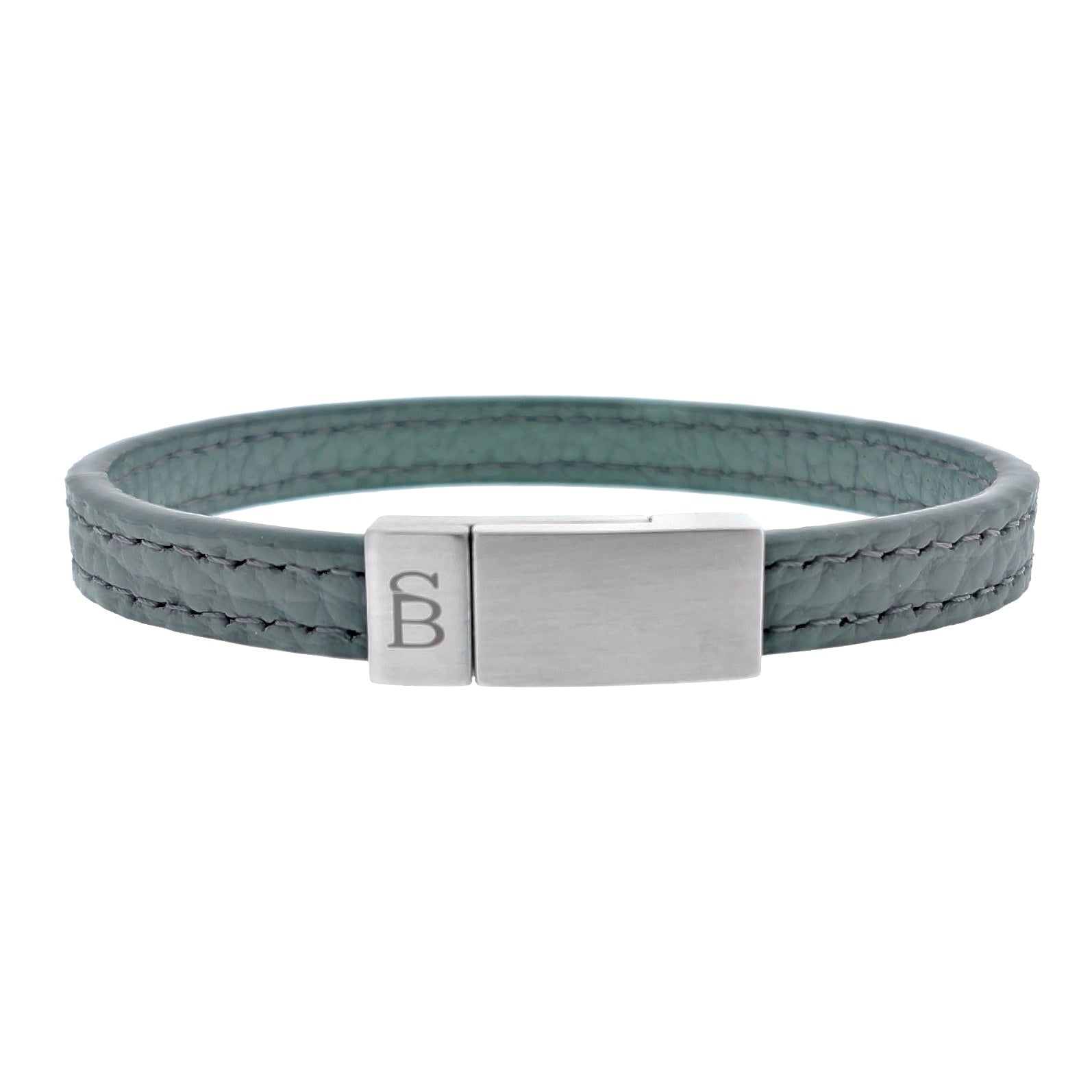 Grady - Iron -Elegant Pebble Finish Leather Strap Bracelet