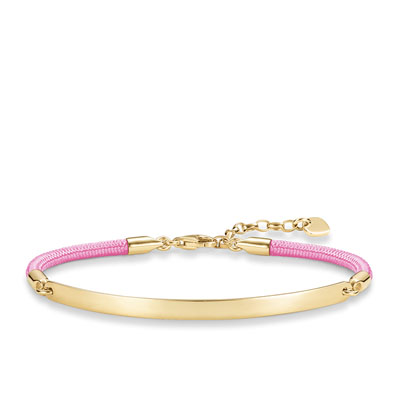 Thomas Sabo Light Pink Cord with Gold Plated Bracelet 16.5-19.5cm
