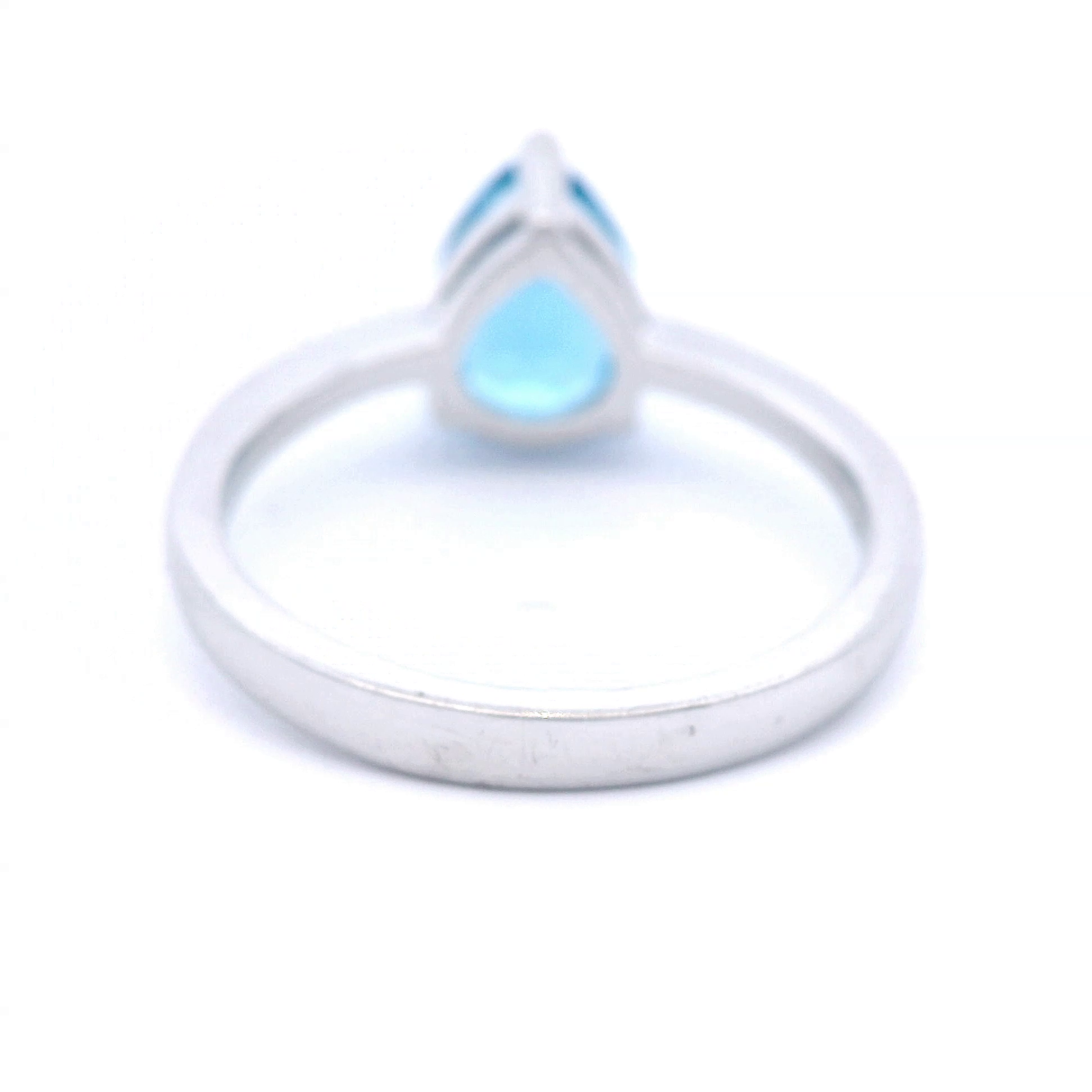 Pear Shaped Natural Blue Topaz Dress Ring in White Gold