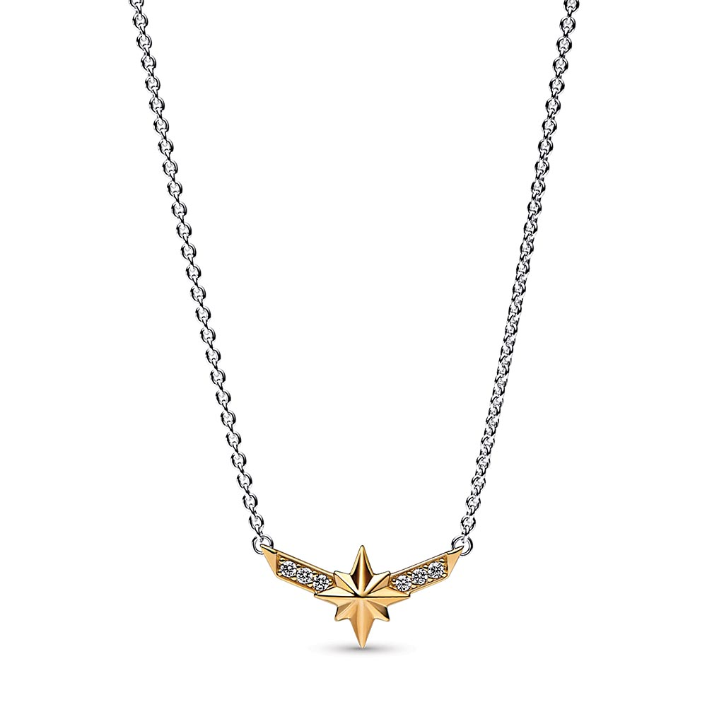 Pandora Marvel Captain Marvel Octogram Star Two tone Pendant Necklace