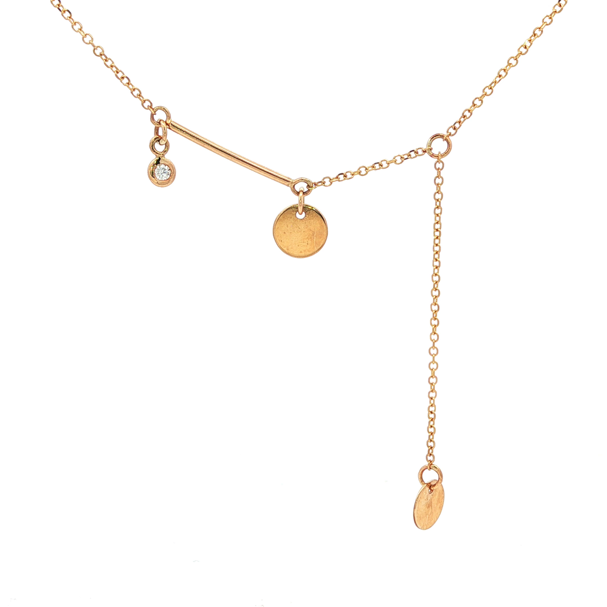 Bezel Set Diamond Necklace in 9 Carat Yellow Gold