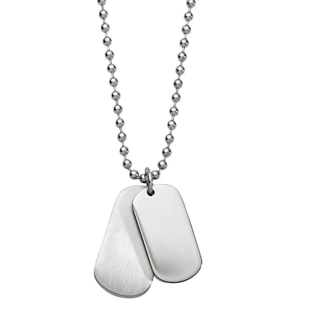Blaze stainless steel men’s combination matte and shiny double dog tags with ball chain