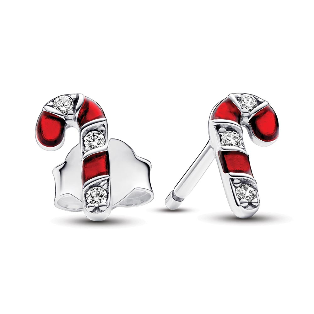 Pandora Sparkling Red Candy Cane Stud Earrings