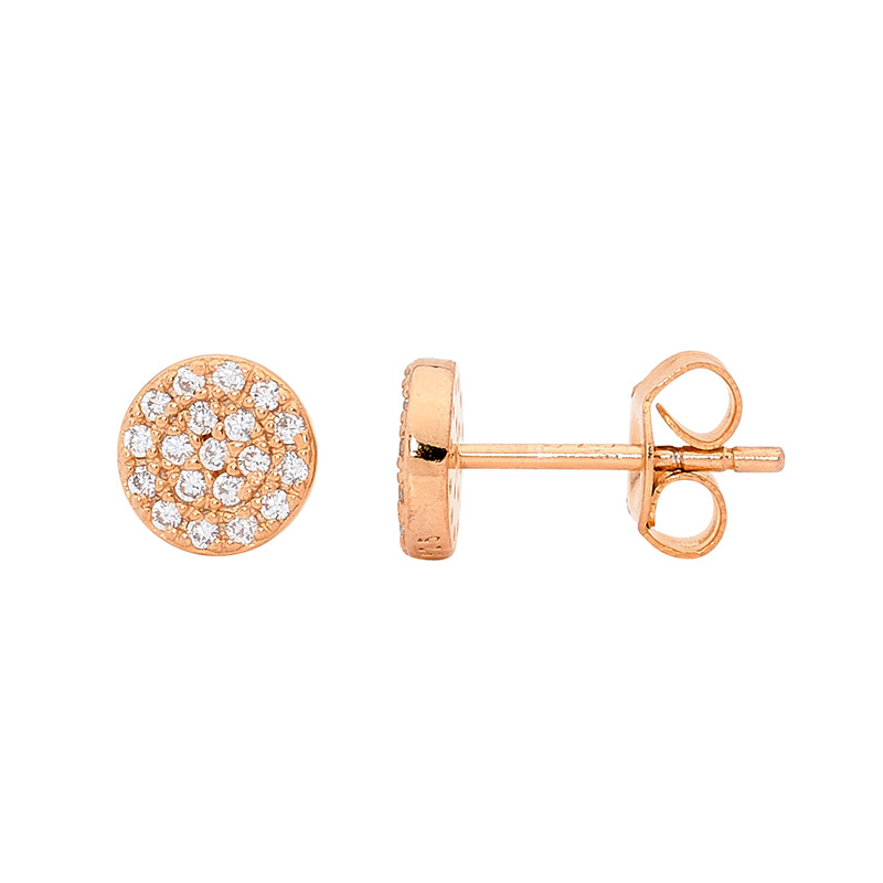 Ellani Circle Stud Silver Plated Earrings