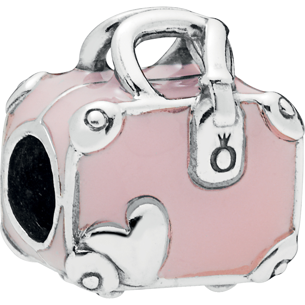 Pandora Pink Travel Bag Silver Charm w Pink Enamel