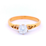 Diamond in a Yellow Gold Filigree Antique Style Setting