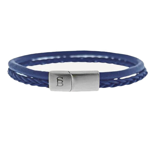 Denby-Jeans Blue- Double Stack Braided Leather Bracelet
