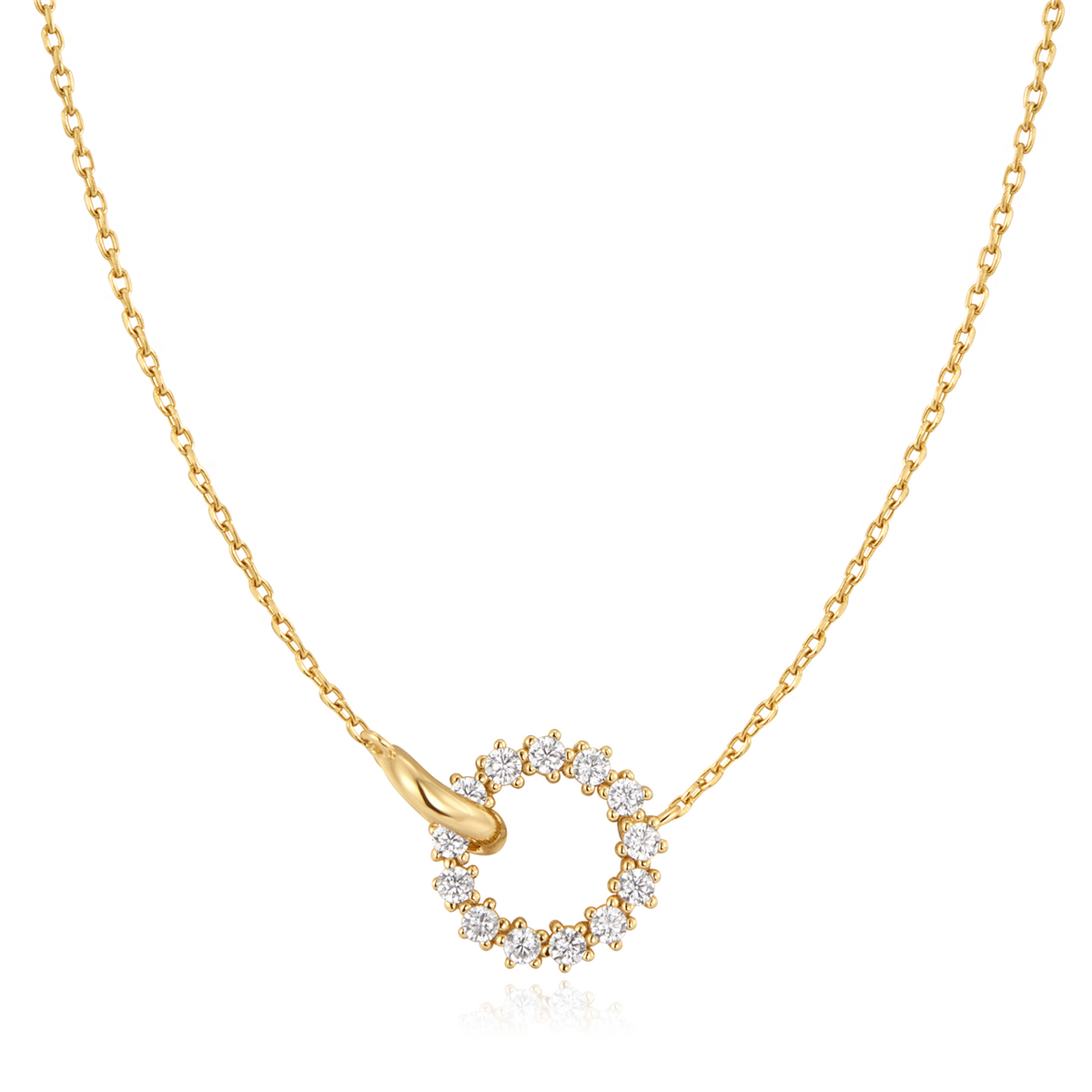 Anie Haie Gold Interlinked Circles Pave Necklace