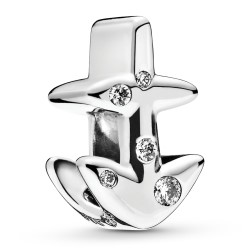 Sagittarius Zodiac Silver Charm w CZ