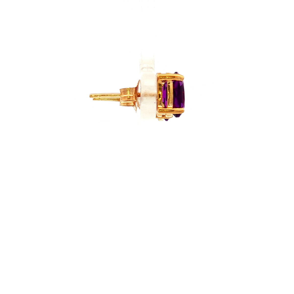 Oval Amethyst Stud Earrings in Yellow Gold