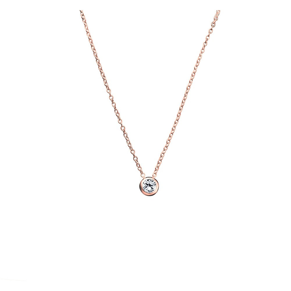 Sterling silver necklace with bezel set CZ pendant