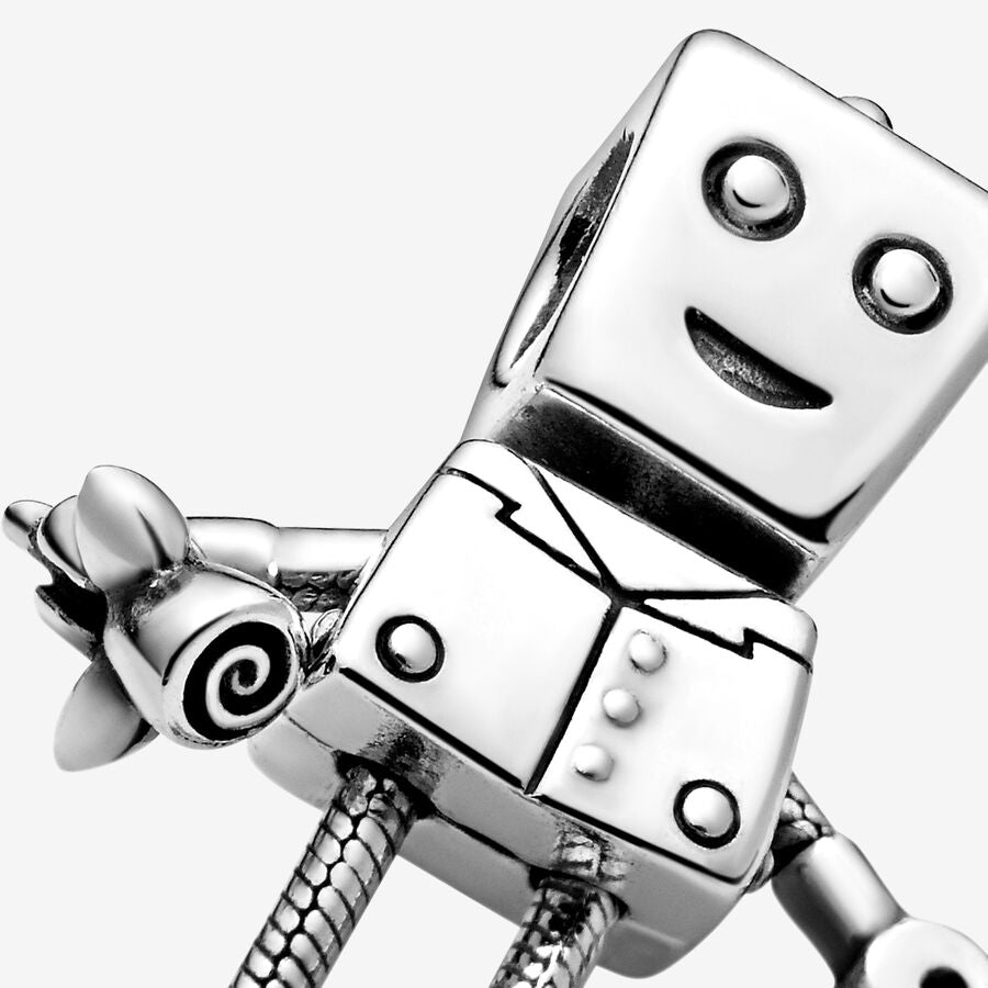 Boy robot silver charm