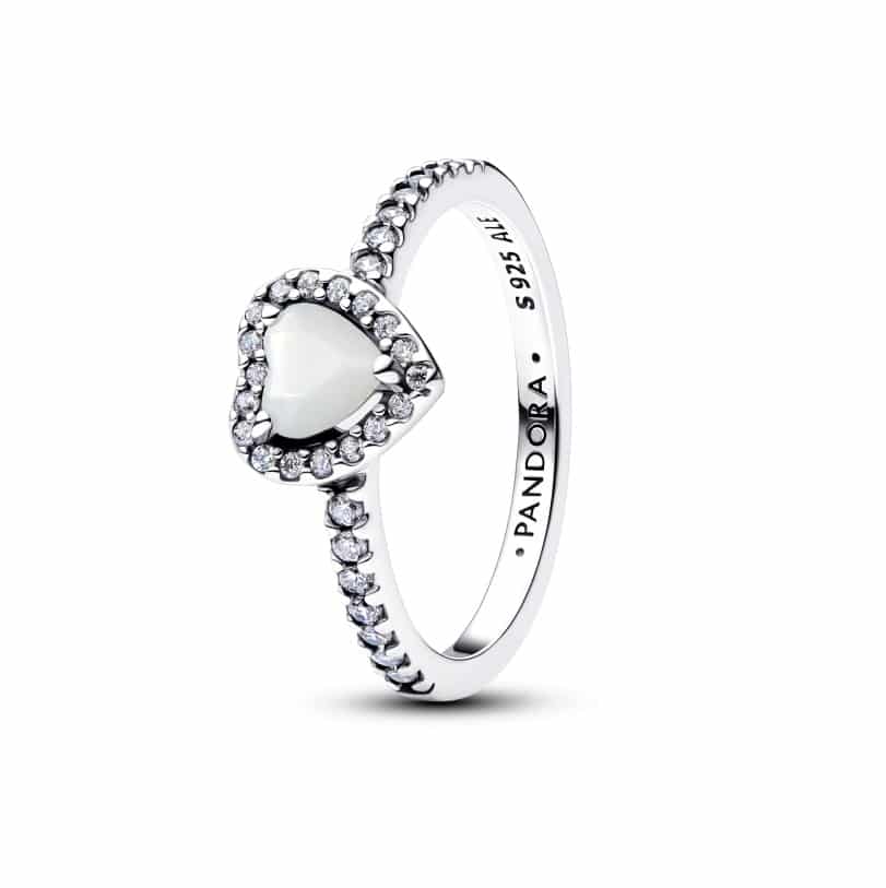 Pandora Elevated White Heart Ring