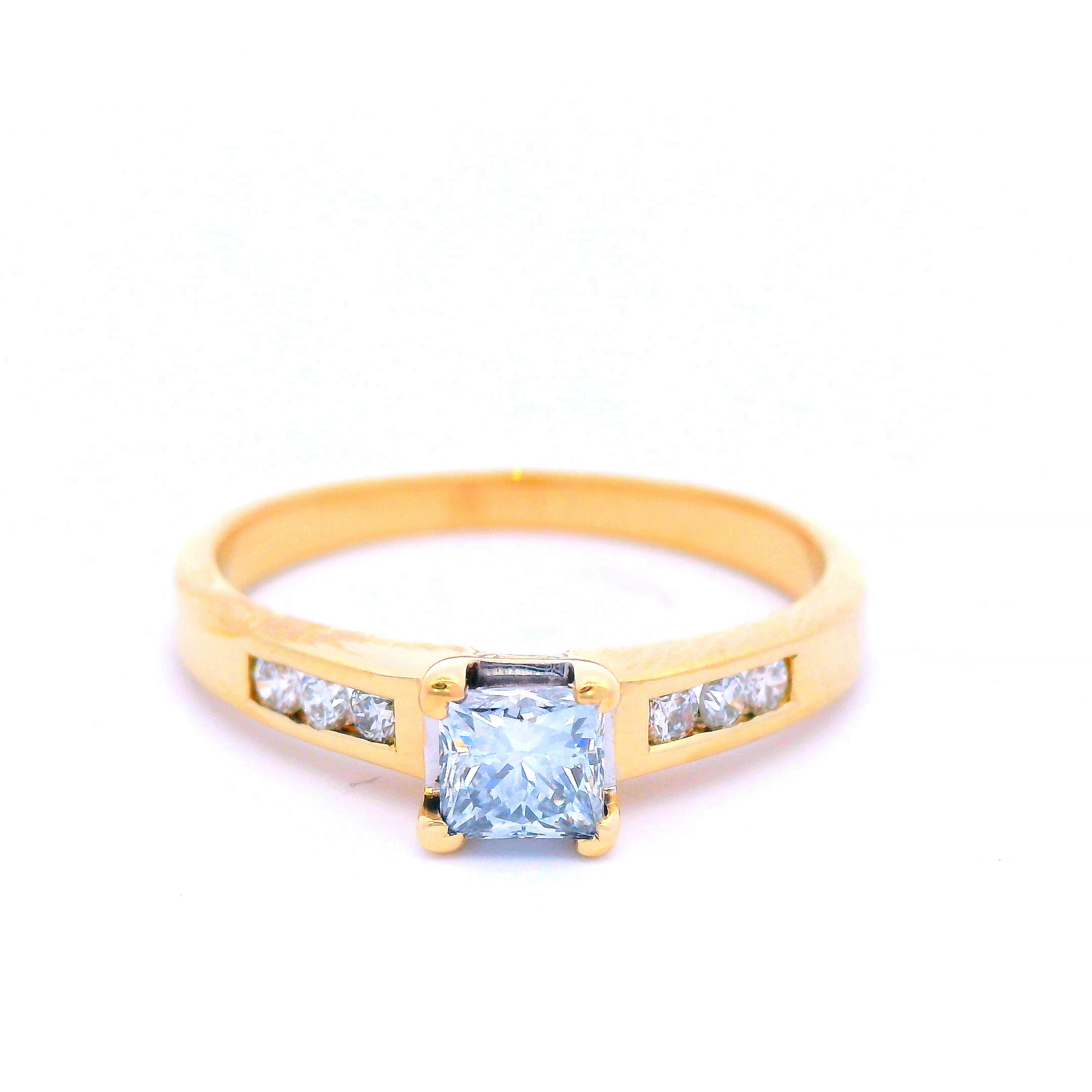 Princess Cut Diamond in Yellow Gold with Channel Set Shoulders