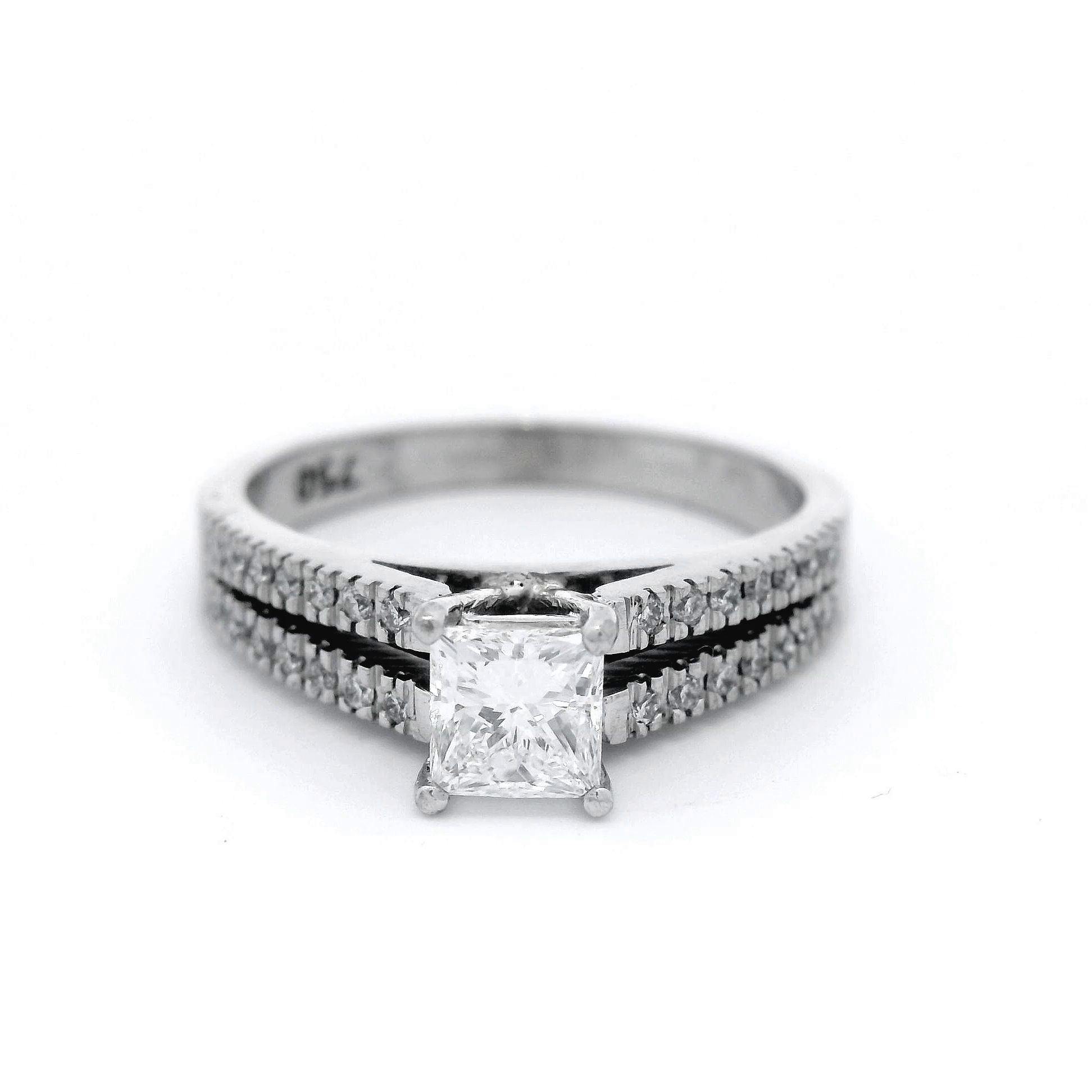 Princess Cut Diamond Set in White Gold Ring