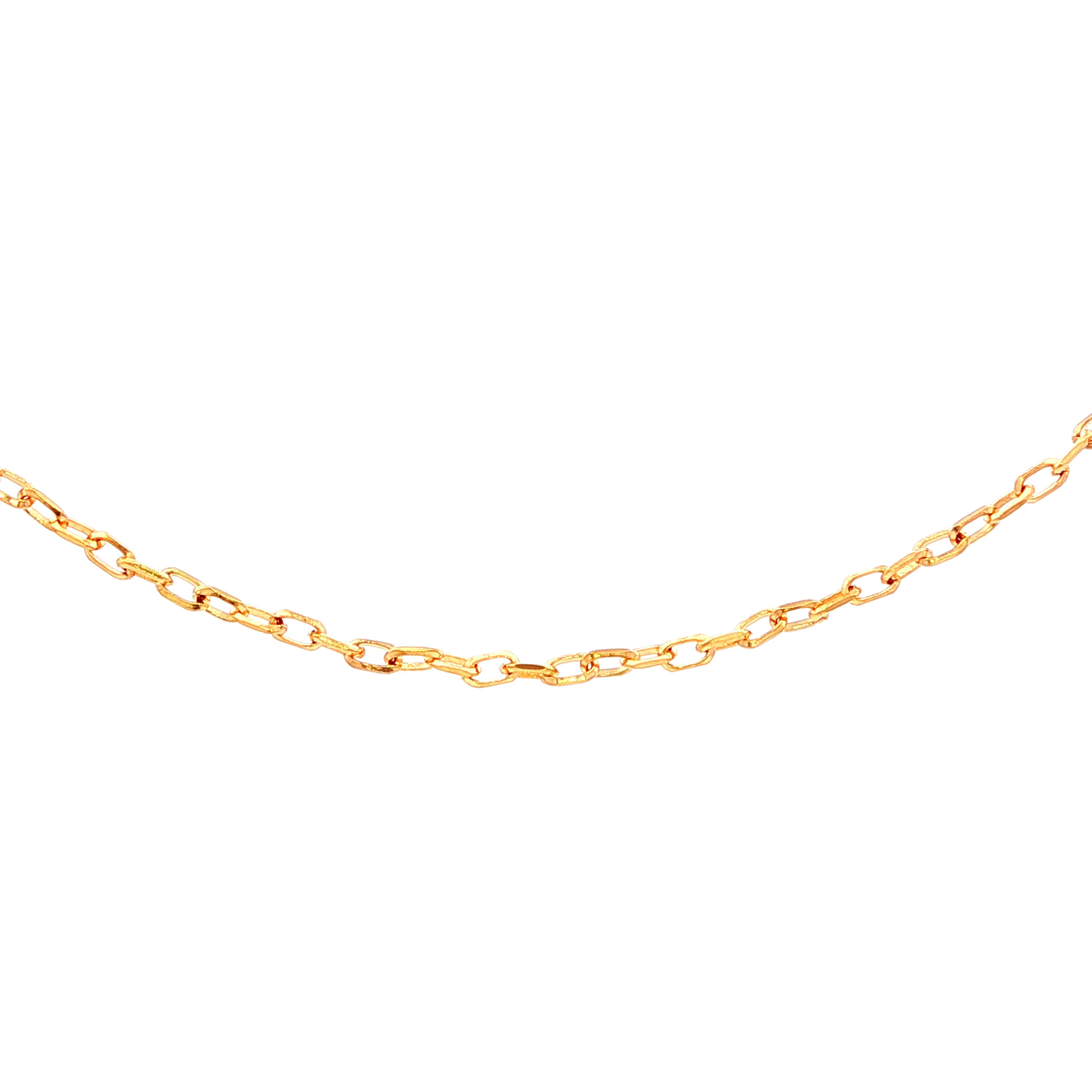 Gauge Diamond Cut Rectangular Trace Link Necklace in Yellow Gold