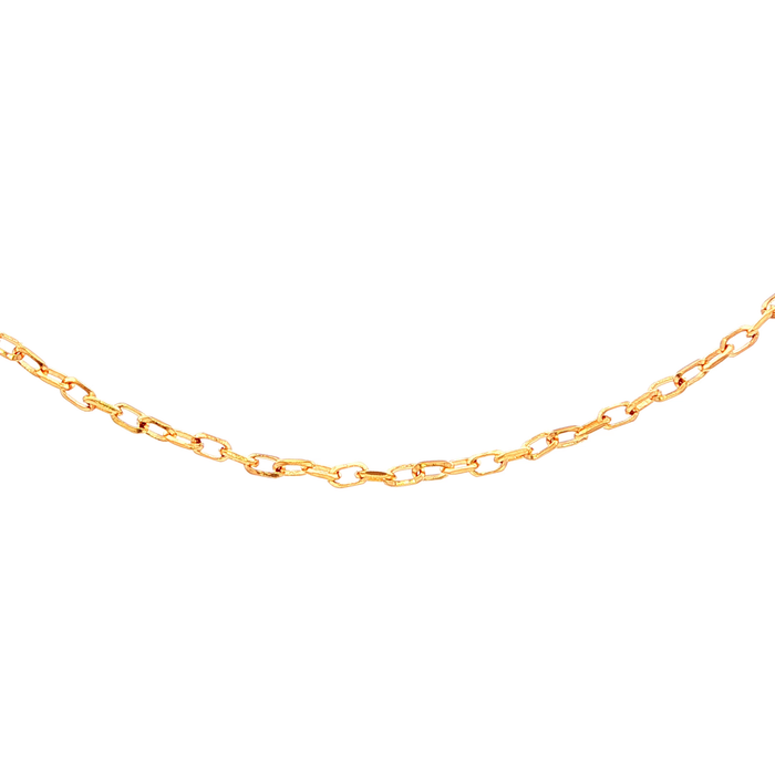 Gauge Diamond Cut Rectangular Trace Link Necklace in Yellow Gold