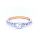 Princess Cut Diamond Shoulder Set in Yellow Gold