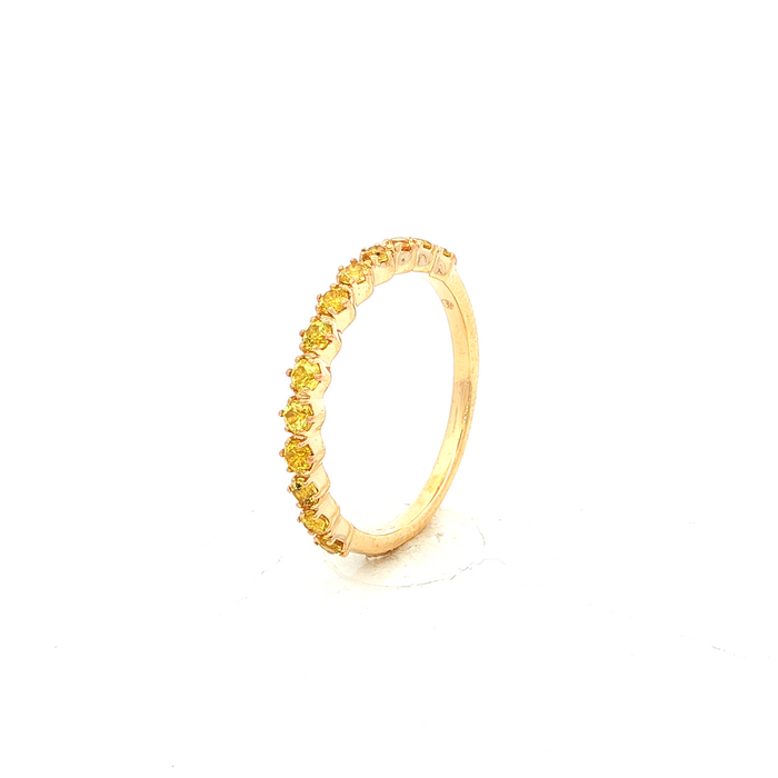 Straight Claw Set Yellow Sapphire Dress Ring in Yellow Gold