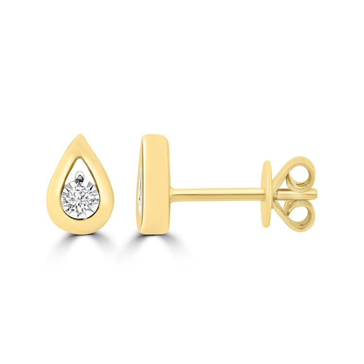 Diamond Stud Earrings with 0.057ct Diamonds in 9K Yellow Gold