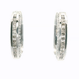 9CT W/G LONG SQUARE STYLE DIA HUGGIES W DIAS ON 3 SIDES OF EARRINGS