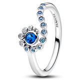 Disney Moana sterling silver ring with clear cubic zirconia, icy green, icy blue, royal blue and london blue crystal