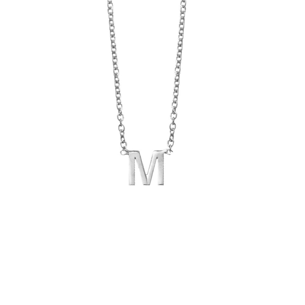 Sterling Silver Necklace with Initial Pendant M