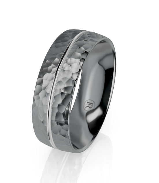 Gents Tantalum Hammered Finish Wedding Band