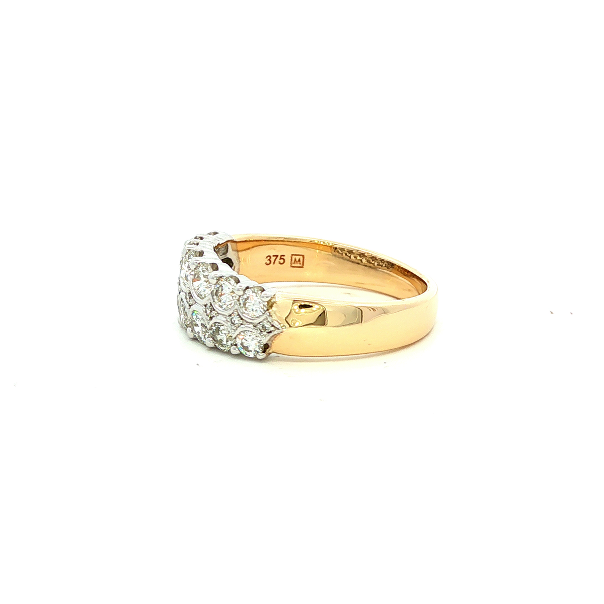 Multistone Ring With Round Cut Diamonds in Yellow Gold