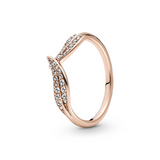 Pandora Rose Leaves Wishbone Ring w Clear CZ