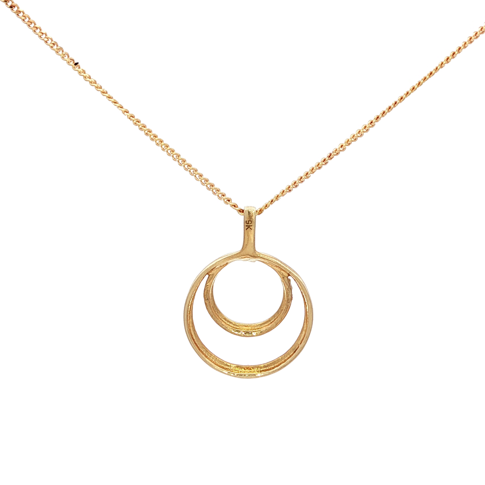 Double Circle Diamond Set Pendant in 9 Carat White and Yellow Gold