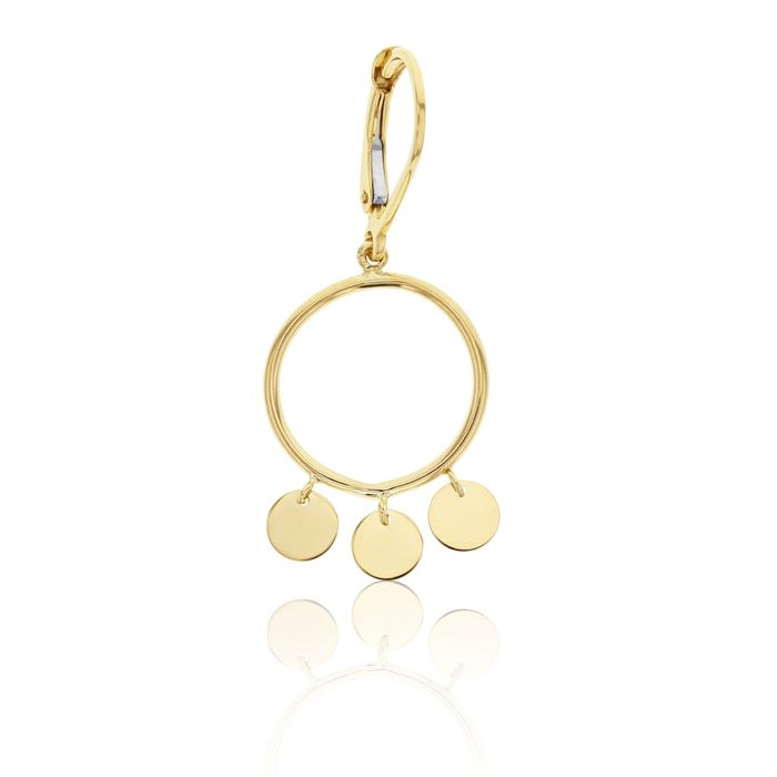 9ct Yellow Gold Circle with Round Discs Drop Earrings