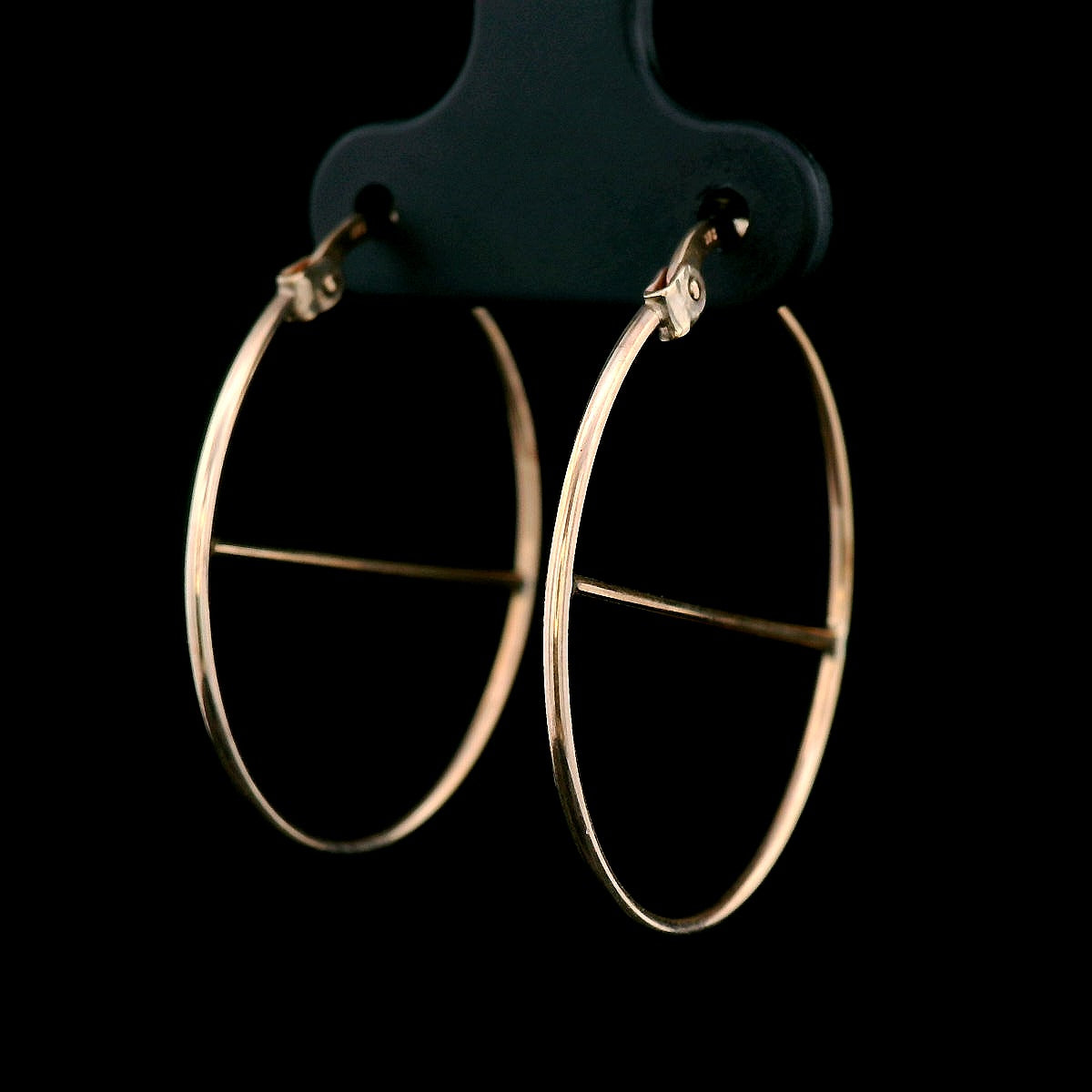 9ct Yellow Gold Hoops with Diagonal Bar