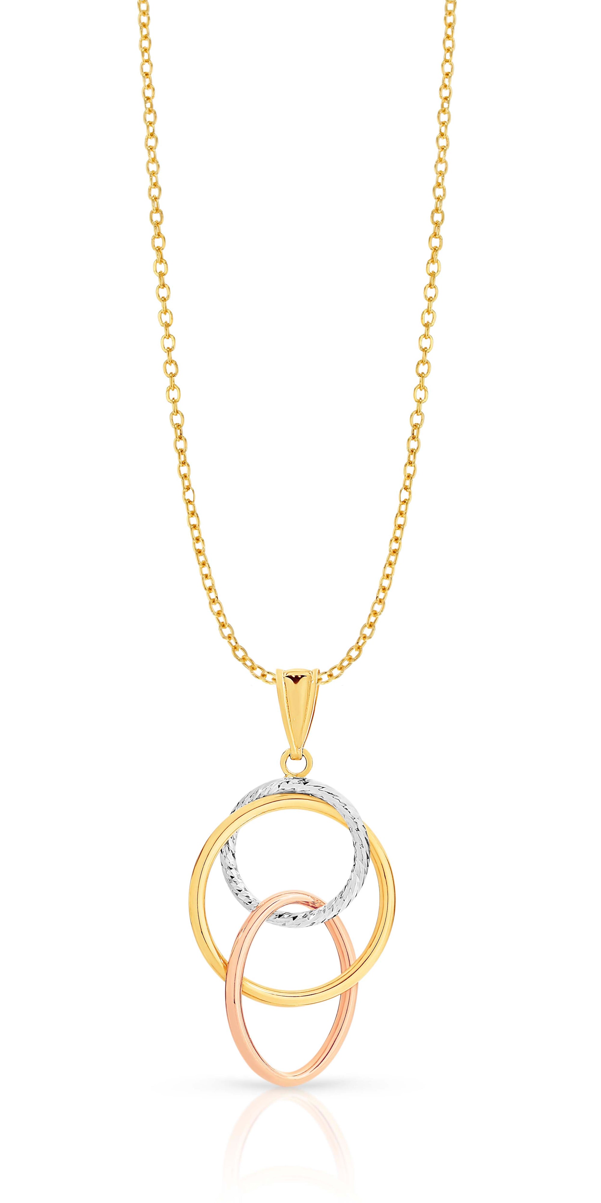 Tri Colour 9 Carat Gold Multi Ring Pendant