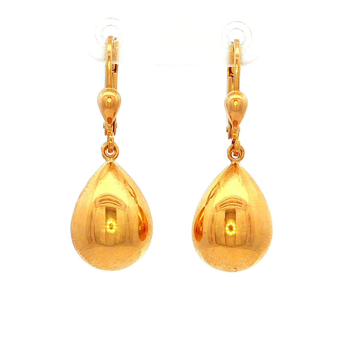 Teardrop Shaped Drop Earrings in Yellow Gold