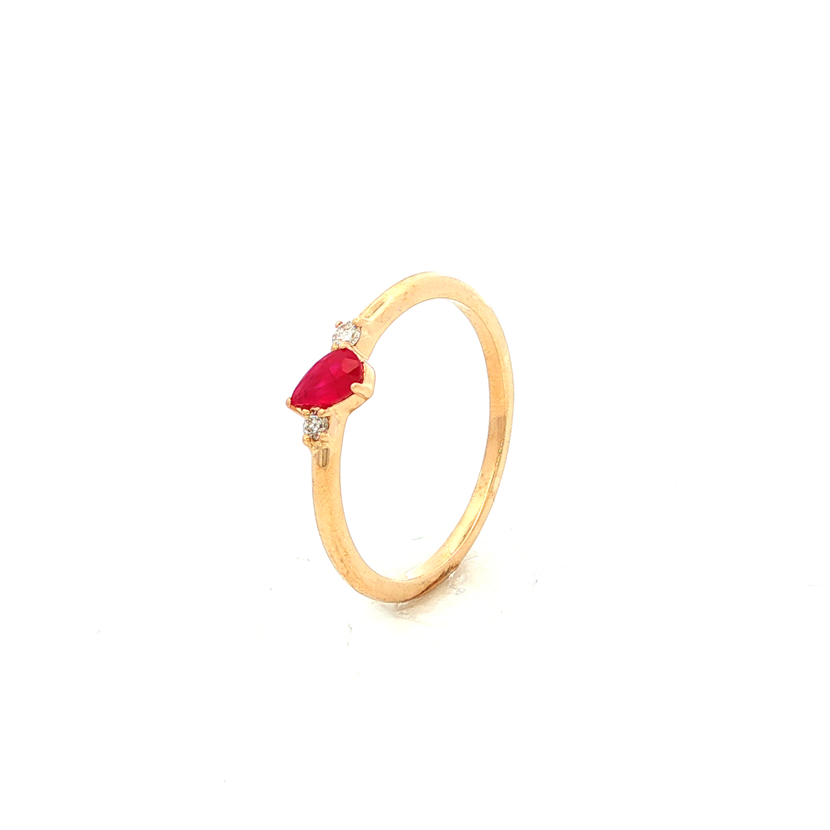 Pear Ruby Dress Ring in Yellow Gold