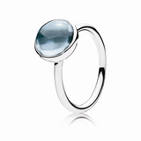 Silver ring with aqua blue crystal - 54