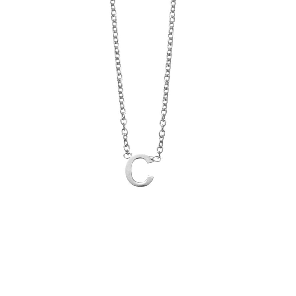 Sterling Silver Necklace With Initial Pendant C