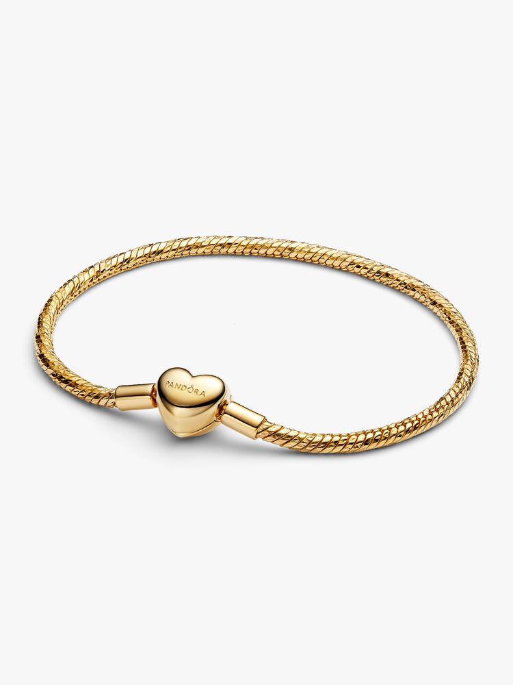 Pandora Heart Clasp Faceted Snake Chain Bracelet