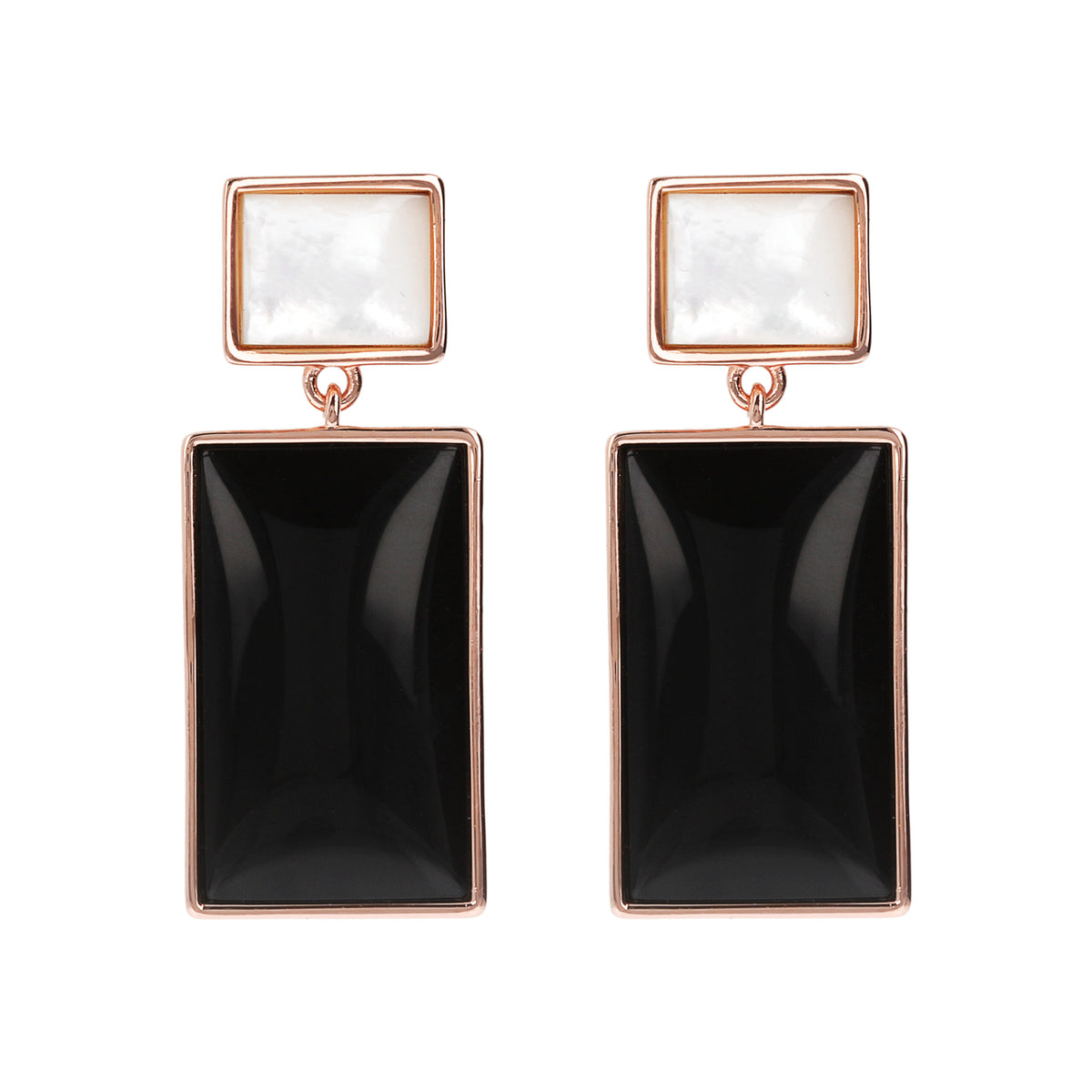 Bronzallure Alba Rectangular Onyx Earrings