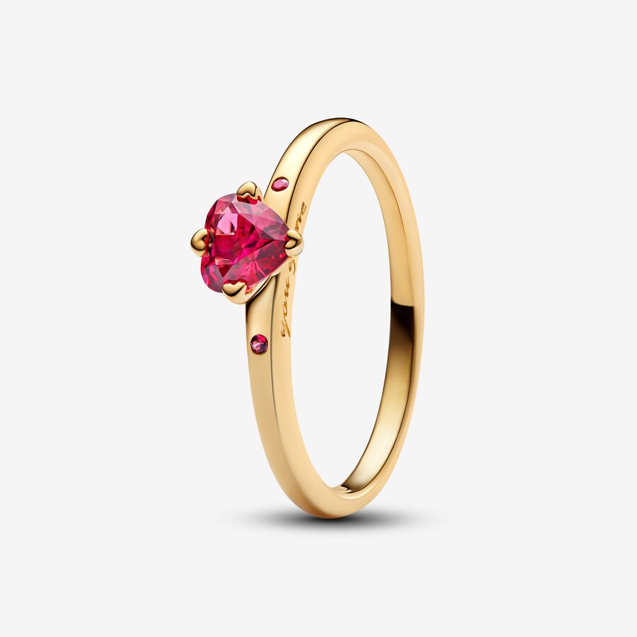 Heart 14k gold-plated ring with cherries jubilee red crystal