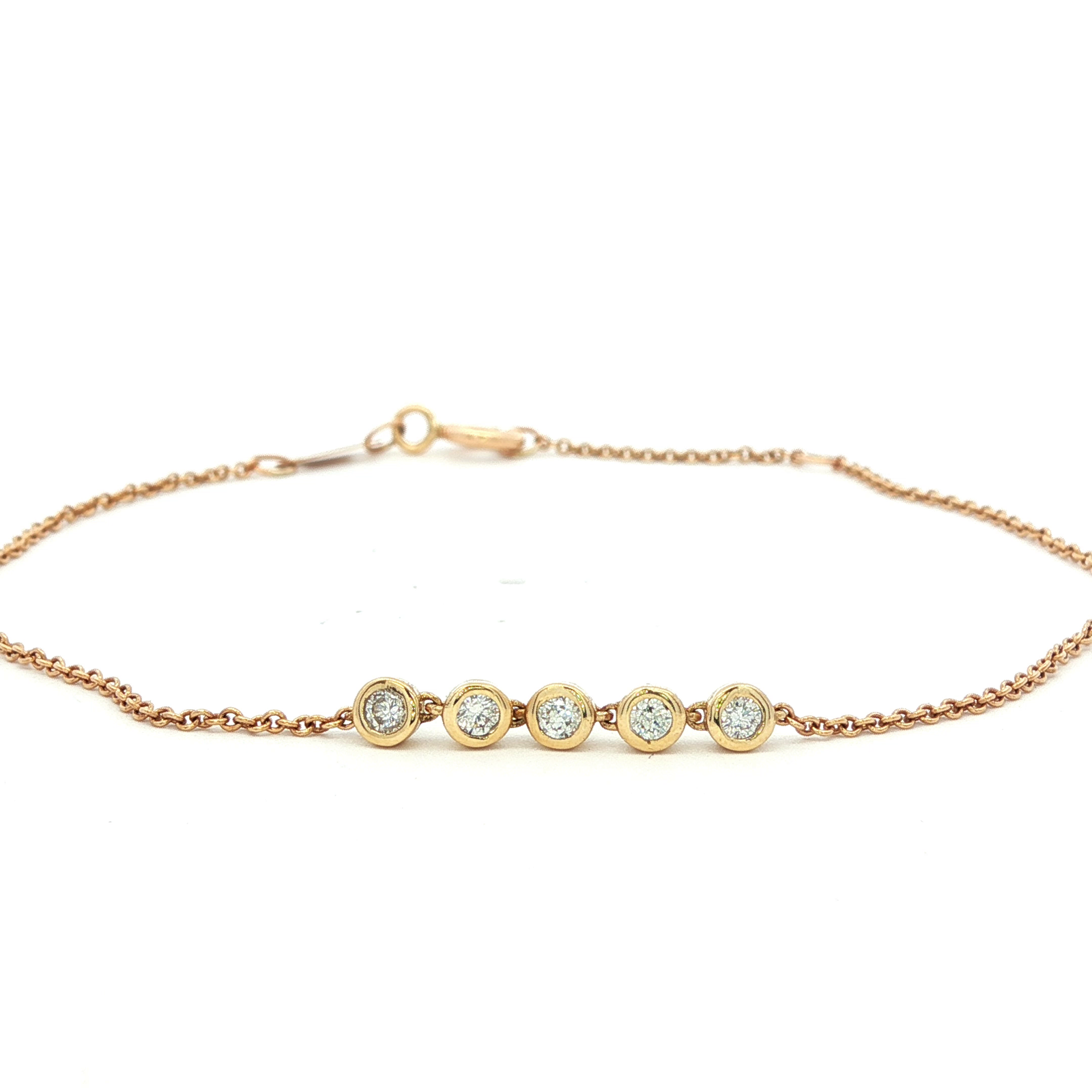 Diamond Yellow Gold Chain Bracelet
